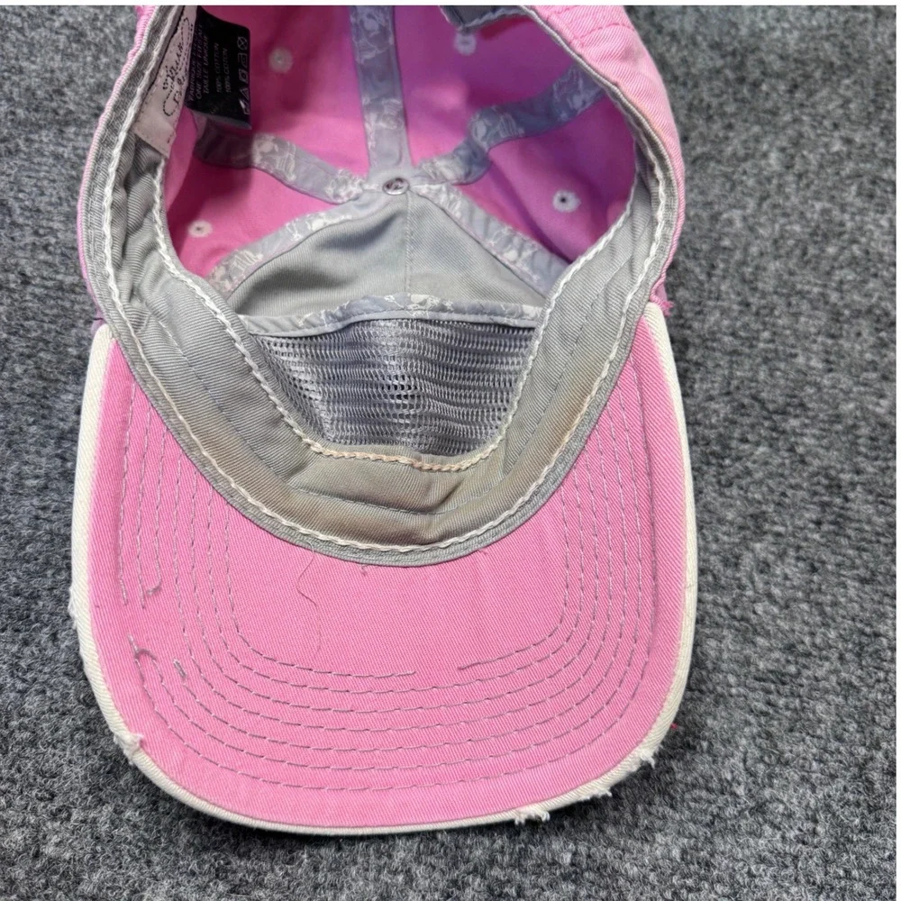 True Religion Baseball Cap Unisex OS Pink Grey Distressed Y2K Streetwear Hat